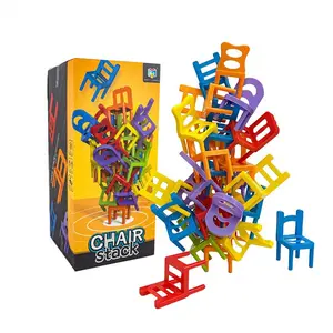 Stacking Chairs Building Blocks Set, Multiplayer Tabletop Game, Parent-Child Interactive Toy, Hand-Eye Coordination Training