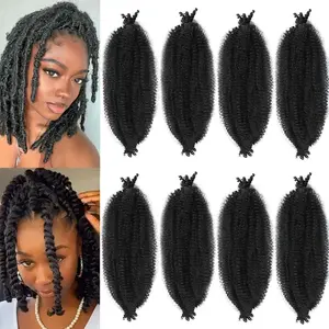 1B Color 8 Packs Springy Afro Twist Hair 10 inch Pre-Separated Braiding Hair for Faux Locs Twist Hair Extensions