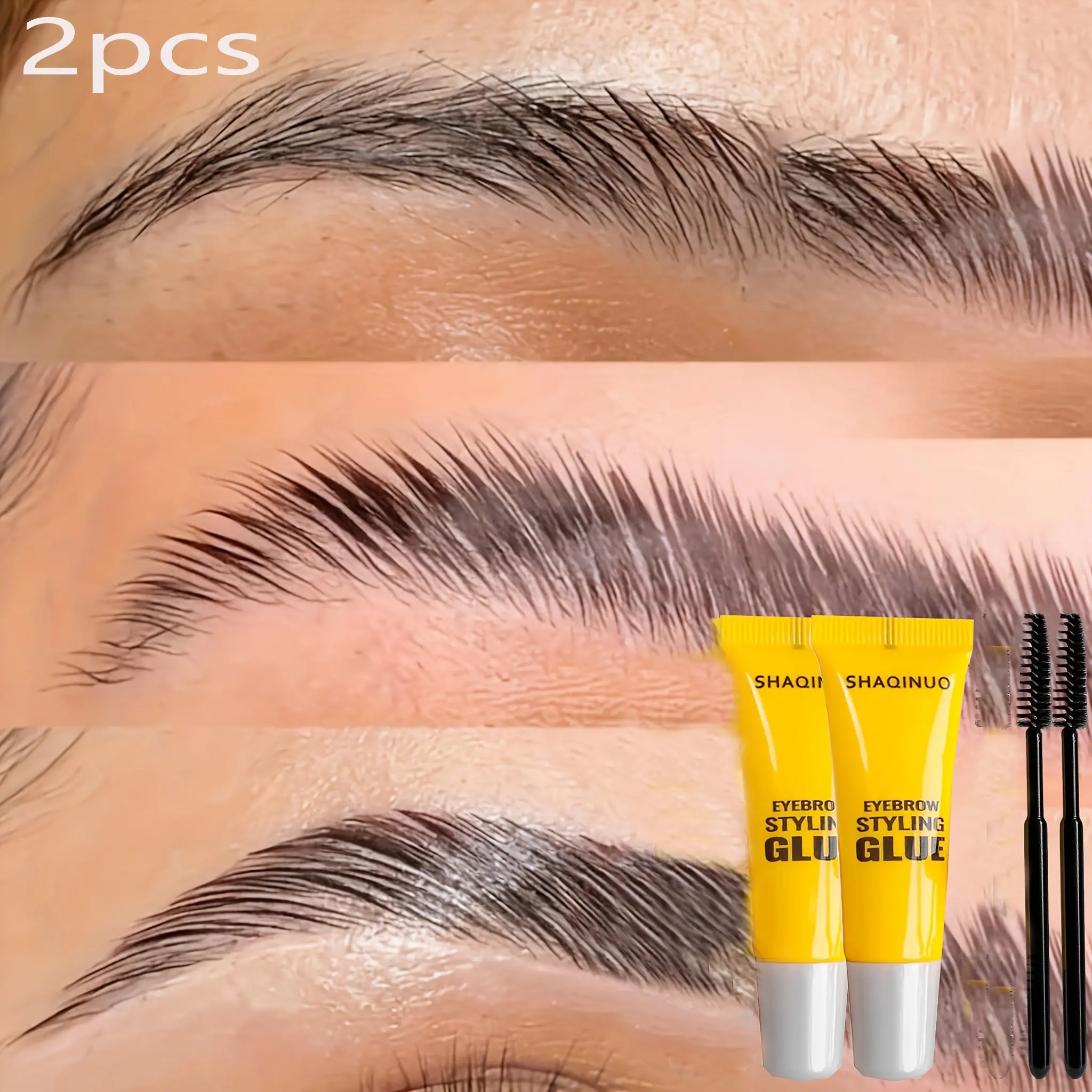 2-Pack 3D Sculpting Eyebrow Gel, Eyebrow Makeup Gel, Long-Lasting Waterproof Quick-Dry Brow Glue, Natural Wild Look with Brush Applicator, Eyebrow Products