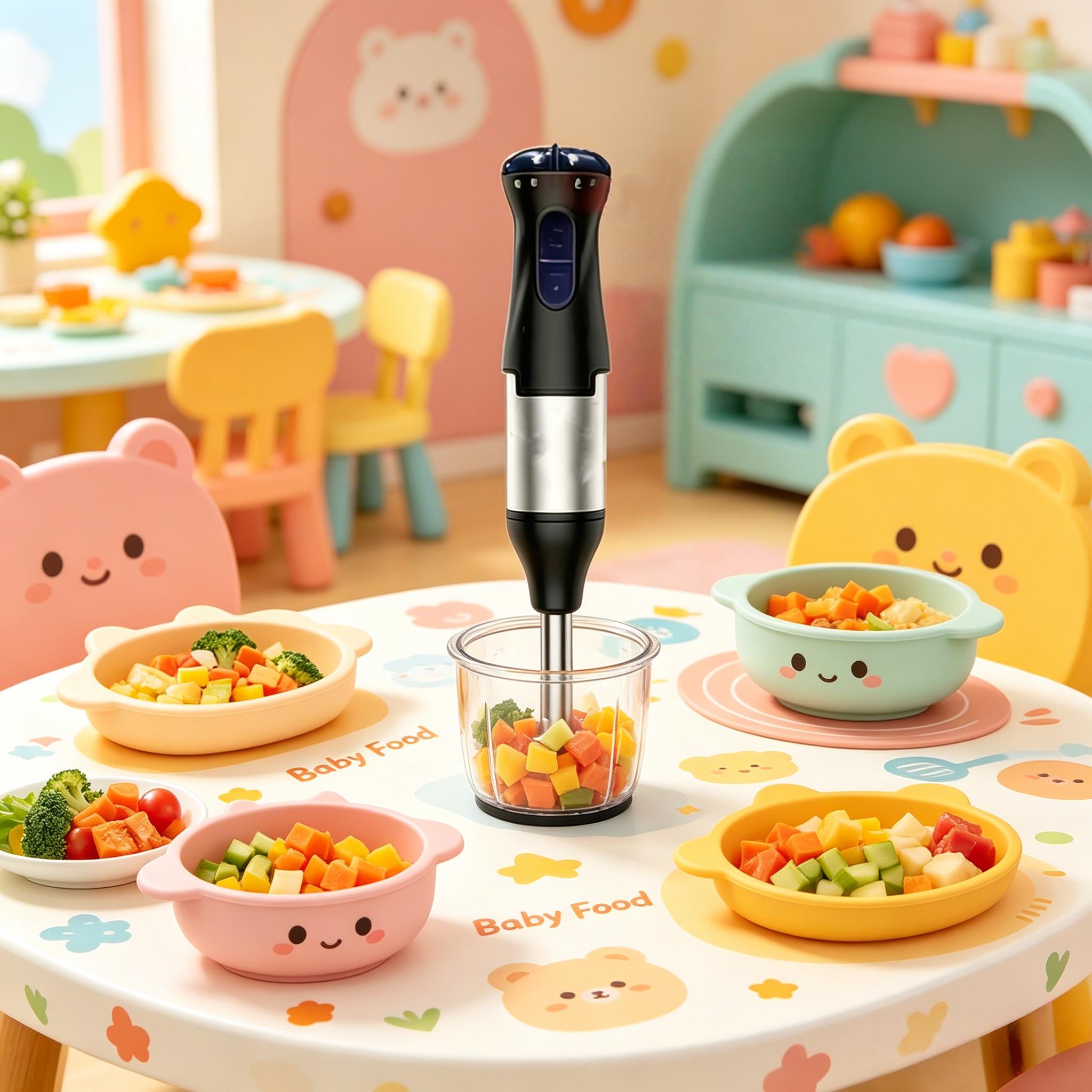 1 household four in one handheld blender, high-speed immersion blender with chopper, compact baby food machine for making smoothies, soups, puree, and daily meals