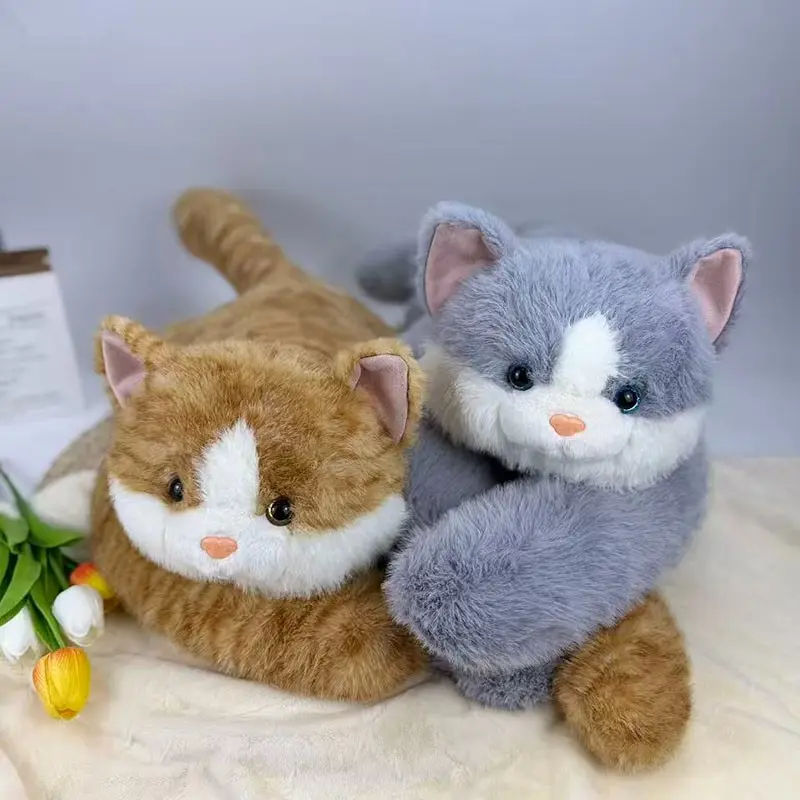 Plush Cat Pillow with Weighted Paws, Soft Mink-Like Fabric, Realistic Small Cat Soft Adorable Stuffed Animal, Comfortable and Secure Hug, Soft Cuddly Gift