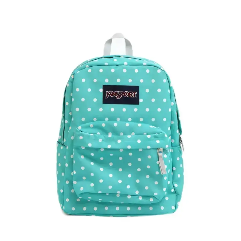 Fresh Mint Green White Polka Dot JanSport Backpack Summer Aesthetic Large Capacity Student Backpack For Girls
