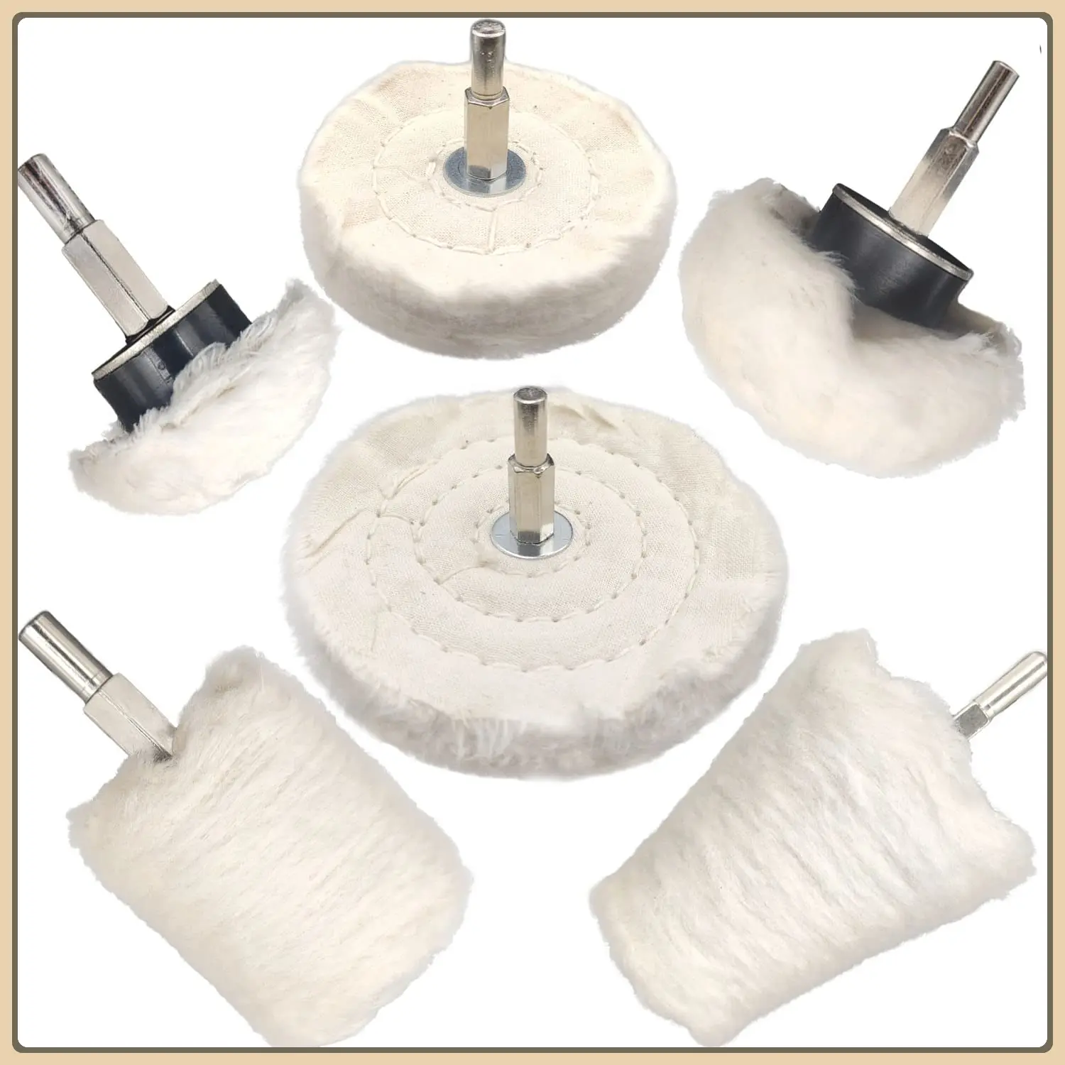 6 Pcs Cotton Buffing Wheels for Drill,Polishing Wheel Mops Buff Bits Set,1/4" Shank Conical Cylinder Mushroom Grinding Heads for Car Aluminum Manifold,Chrome,Jewelry,Halloween Christmas Party Fathersdaygift,Tools & Hardware