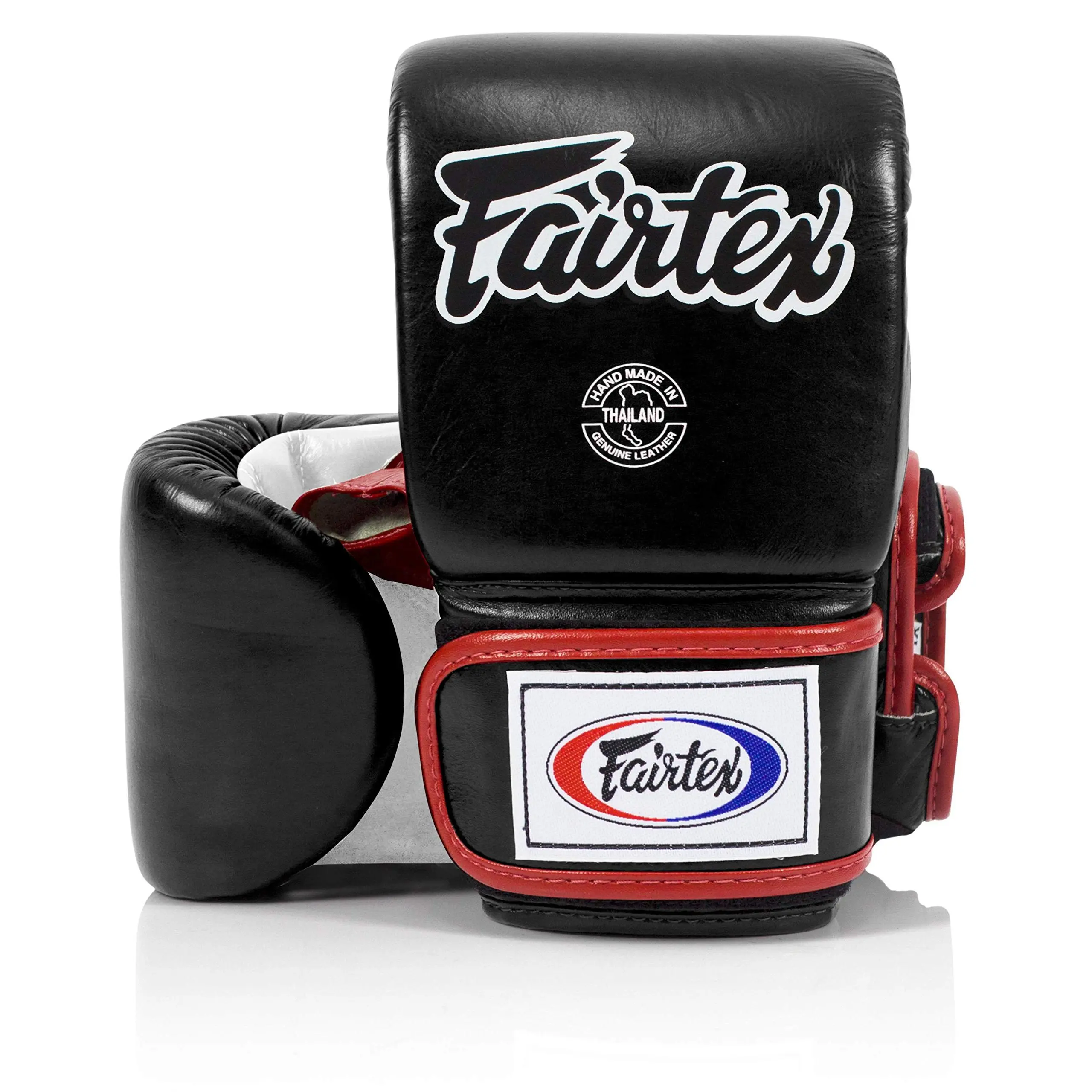 Fairtex TGO3 Muay Thai Bag Gloves, Leather Shell, Dense Padding, Premium Construction, Adjustable Wrist Strap, Pre-Curled Design for Sports & Outdoor Training, Protective Sports Gloves, Training Gear, Combat Sports Gloves