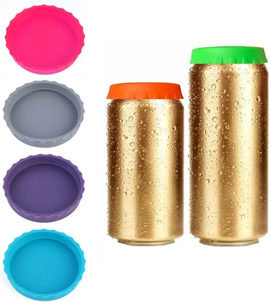 6 Pack Silicone Soda Can Lids, 6 Color BPA-Free Reusable Silicone Can Covers, Can Stopper or Protector For Soda, Beer, Drink, Juice, Coke, Beverage, Fits Standard Cans