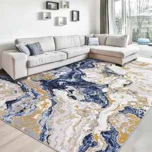 【GARVEE】Abstract Marble Washable Rug - Non-Slip Living Room/Bedroom Area Rug - 5'x7', 8'x10', 9'x12' Sizes - Stain-Resistant & Easy Clean