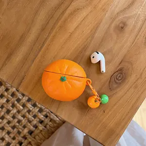 1 piece of orange earphone case,Cute wireless Bluetooth earphone case, drop resistant, durable and stylish accessory, suitable for AirPods pro3/1/2/3/4/pro/pro2(Different models may have different shapes)