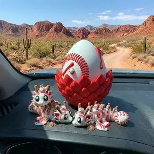 Baseball Dragon Egg Collectible Statue - Collectible Style Figurines, Novelty Decorative Figurines, Fantasy Sports Desk Decor, Birthday Gift for Baseball Fans