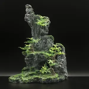Large Landscape Fish Tank Decoration Set, Realistic Mountain Tree House Cave Bridge Decor, Aquarium Scene Setter, Aquarium Building Set