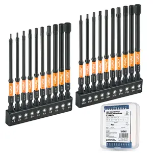 toolant Impact Hex Head Allen Wrench Drill Bit Set 10pcs, Metric & SAE, Hex-Shank S2 Steel Hex Bits Set, CNC Machined Tips with Magnetism, 4" Long with Storage Box