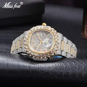 18k Gold Stainless Steel Waterproof Quartz Reloj Fashion Bling Luminous Men's Wrist Watches