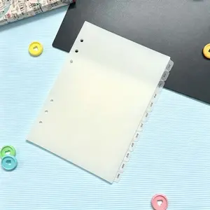 Office Classification Transparent Plastic Divider Pages, A5 PP Frosted 6-Hole Binder Index Pages, Durable Reusable, 12 Sheets