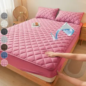 2/3PCS Waterproof Quilted Mattress Protector Set, Fitted Sheet/Mattress Cover with Pillowcases, Deep Pocket 6"-18", Soft Noiseless Breathable & Stain Resistant, Machine Washable, for Queen/King Beds
