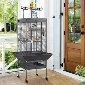 Yaheetech 61-inch Playtop Wrought Iron Large Parrot Bird Cages with Rolling Stand for Cockatiels Amazon Parrot Quaker Conure Parakeet Lovebird Finch Canary Small Medium Parrot Cage Birdcage