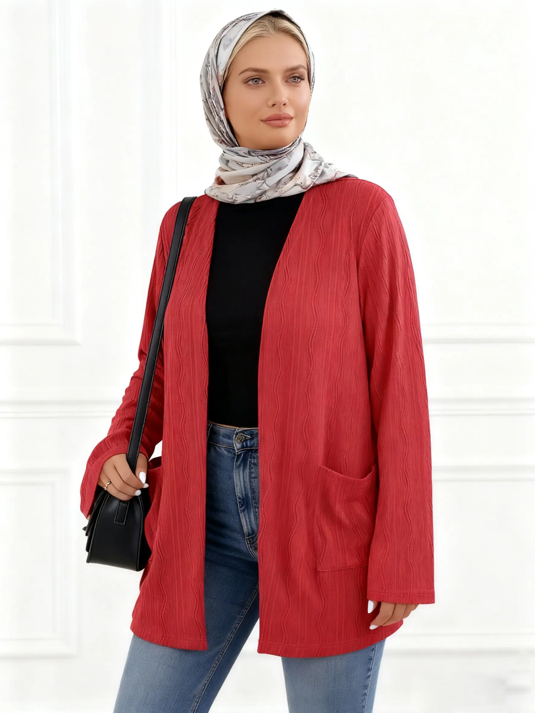 Plus Size Women's Knit Cardigan Sweater, Casual Long Sleeve Drop Shoulder Design, All Seasons Wearable, Versatile Fashion Top