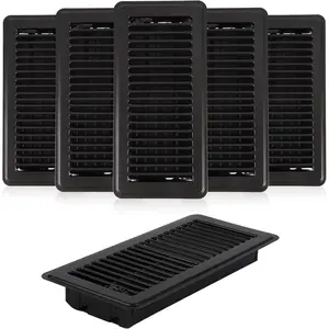 6 Pcs Black Floor Vents 4x10 Heavy Duty Metal Floor Vent Covers Vent Covers for Home Floor with Adjustment Damper Rust Proof Finish for Home Office Wall Floor Registers Grilles and Vents