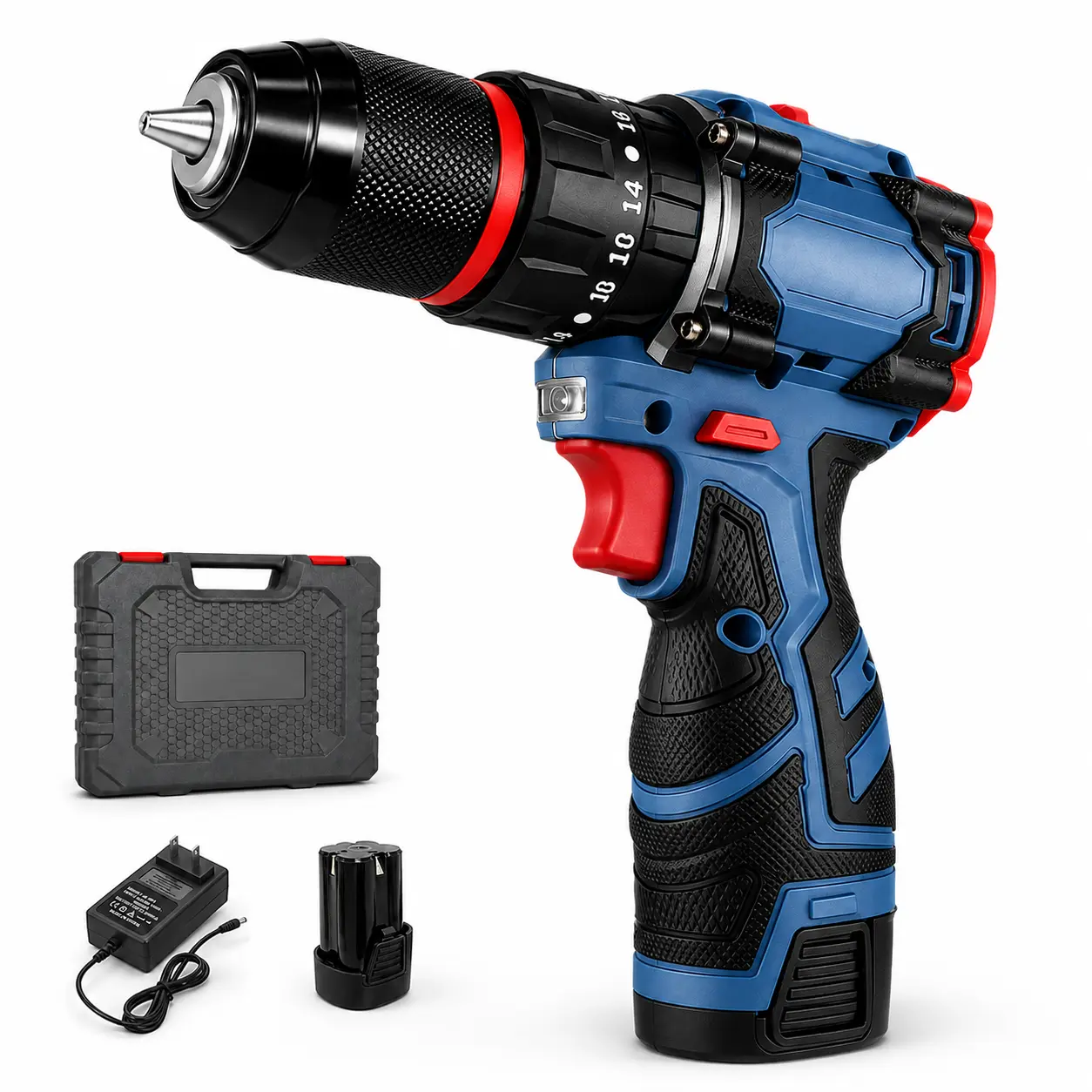 21V Cordless Drill Set, 2-Speed Variable Electric Power Drill with 2 Lithium Batteries & Charger, Portable Home DIY Tool Kit, Holiday Gift for Men