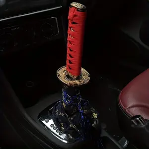 JDM Samurai Theme Stainless Steel Core Manual Gear Shift Knob - Gear Head with Red & Golden Tassel Decor, Creative Car Interior Decoration Accessory