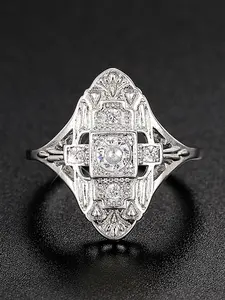 1 PC Gorgeous Cubic Zirconia Art Deco Ring For Women For Valentine's Day Gift Wedding Anniversary Party Jewelry