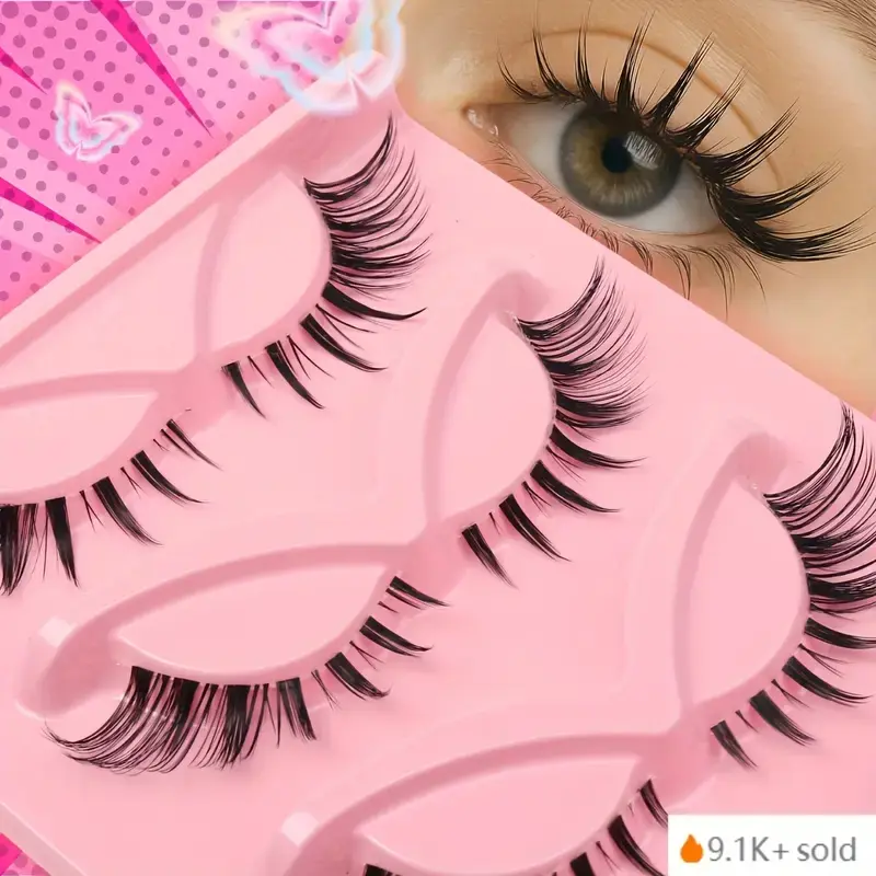 5 Pairs Spiky Cat Eye False Eyelashes, Fluffy Natural Wispy Lashes, Lightweight Reusable Crisscross Volume Lashes, Dramatic Long Spiked Lashes for Daily Glam, Wedding, Party, Middle East and Western Makeup Looks, Cosmetic