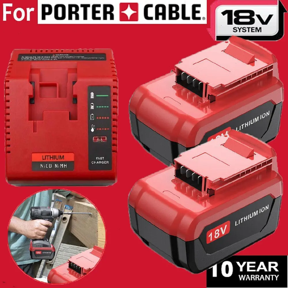 2-Pack 18V 6.0/8.0Ah Lithium Ion Cordless Drill Batteries for Porter Cable 18V Power Tool Accessories, PC18BLX, PC18BL, Cordless Drill Battery