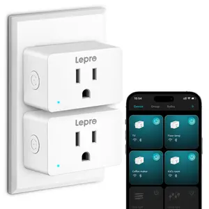 Lepro P1 Smart Plug Mini 15A, Smart Home Wi-Fi Outlet Plug, Voice Control Works with Alexa & Google Assistant, APP Control from Everywhere, Safety Lock, Child Proof Design, Timer & Group Controller, 2.4GHz WiFi & Bluetooth