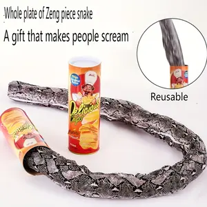 Adult Party Prank Chip Can with Spring Snake, Artificial Realistic Wriggly Snakes, Fun Toy for Parties, Birthdays, Valentine's Day, Gift, Reusable, Can Design