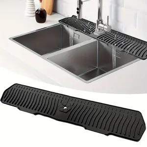 1 piece upgraded 30-inch silicone sink splash guard - anti-slip kitchen and bathroom faucet splash guard, reusable countertop protection pad with drainage design, multi-functional for farmhouses, RVs, and laundry rooms Water Splash Guard
