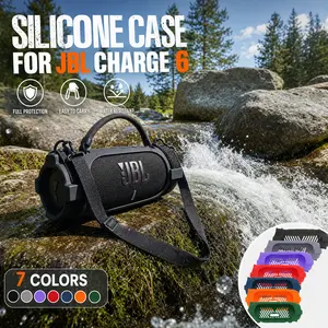 [Only Case] Shockproof Silicone Case with Strap for JBL Charge 6 – Portable Protective Cover for Outdoor Travel & Daily Use