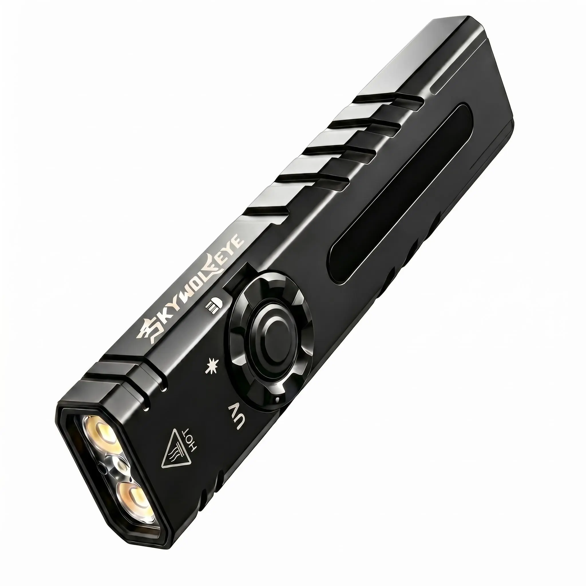 Portable LED Turbo Tactical Flashlight - 2200 Lumens 4-in-1 Flat EDC, Magnetic Rechargeable Pocket Light with Green Laser, 365nm UV Light, RGB Sidelight, Men's Accessories, Tactical Stuff, Father's Day Gifts for Adults Camping, Uv Lamp, Compact