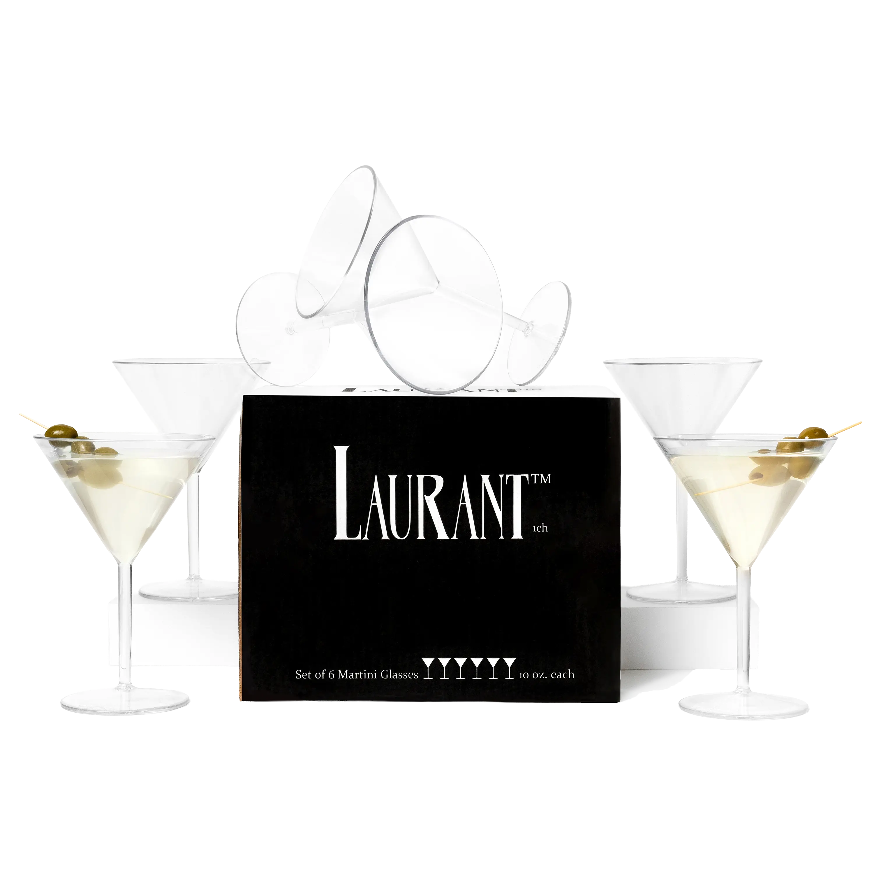 Laurant Tritan Martini Glasses 10 oz – Unbreakable, Crystal-Clear, Dishwasher Safe (Set of 6, BPA-Free)