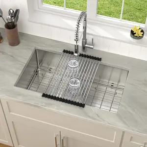 Logmey 30" Undermount Kitchen Sink 16 Gauge Stainless Steel Sink Single Bowl Under Counter, 30"x19"x9" Rounded Corner