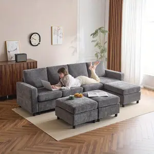 Modular Sofa, Sectional Couch U Shaped Sofa Couch with Storage, Modular Sectionals Sofa with Ottomans, Sofa with Chaise for Living Room