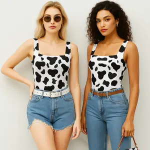 Women's Cow Print Bodysuit, Viral Bodysuits Comfortable Breathable Slim Fit Shapewear Underweaer Womenswear, Halloween Outfit Thanksgiving Gift.