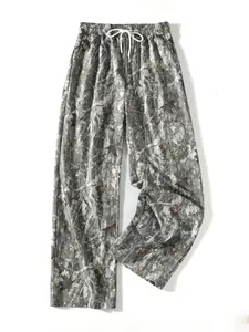 Women's Camo Print Tie Side Adjustable Loose Knitted Sweatpants, Casual Comfy Jogger Pants for Daily Wear, Ladies Bottoms for All Seasons