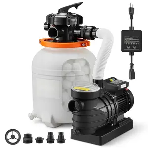 FlashPure Sand Filter Pump for Above Ground Pools, 12-Inch Sand Media Filter System, 0.5 HP Motor Delivers About 3000 GPH Filtration, Includes Timer, Leak-Resistant Design, Ready To Use Out Of The Box, Easy Install, Durable Media