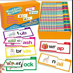 30 Read and Rhyme Flip Books, Sight Words Flash Cards, Educational Word Toddler Flip Books, ABC Vocabulary , Boho Reading Games