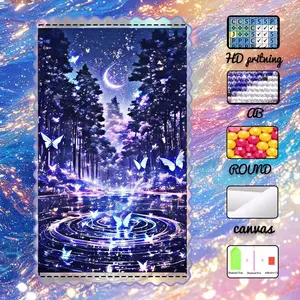 DIY 5D velvet, AB diamonds, fairy dust diamonds, crystal diamonds, moonlit forest diamond painting, diamond art kit with special craft, wall decor, gift for family, loved ones, and friends, Diamond Painting Kits