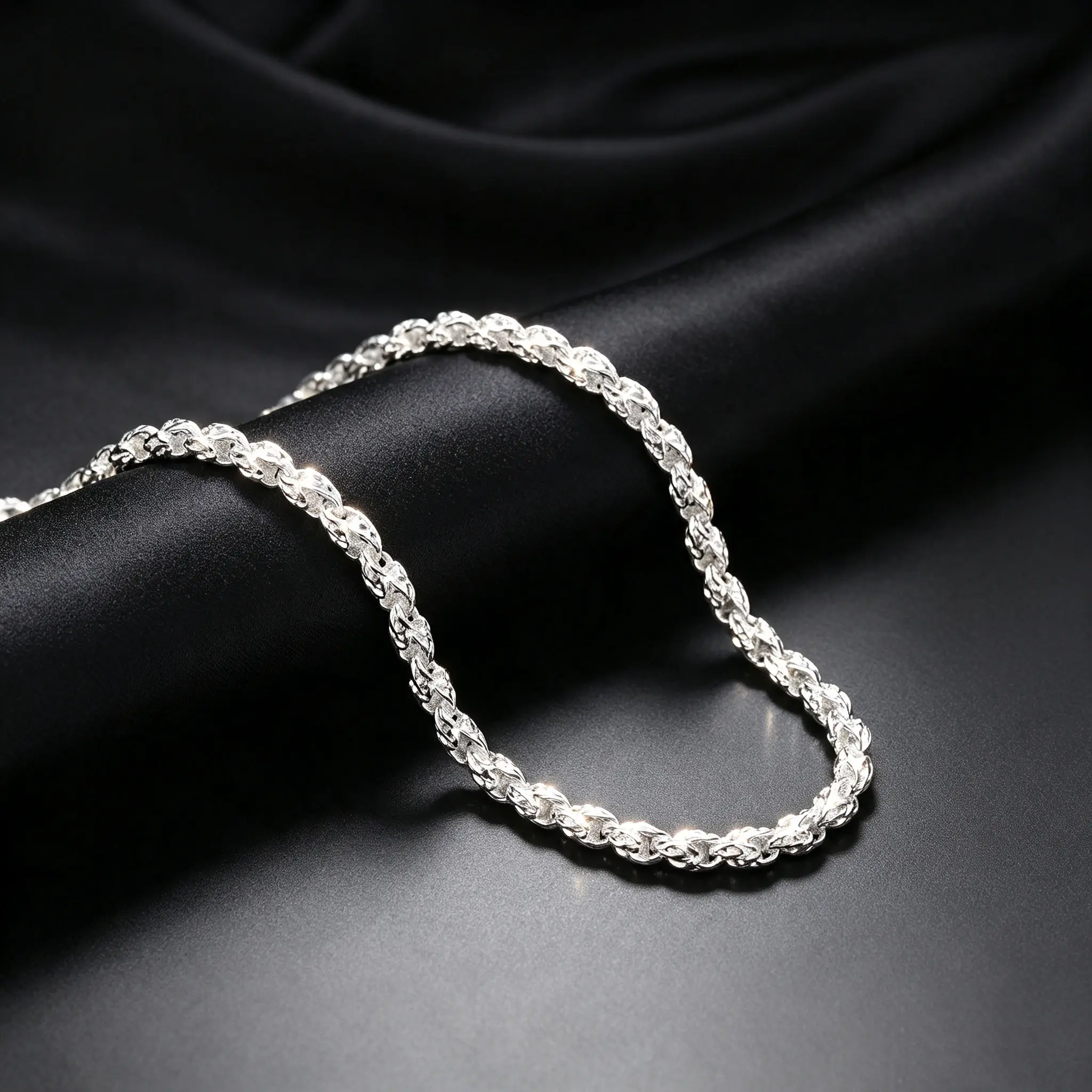 925 Sterling Silver Twisted Rope Chain Necklace for Men, Classic Diamond-Cut Design with a Polished Finish, Hypoallergenic Men's Accessories for Daily Wear, Classic Design, Elegant, Chains, Casual