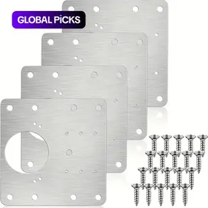 4pcs Hinge Repair Fixed Plate Stainless Steel Door Hardware Cabinet Hinge Kitchen Cabinet Door Locker Door Hinge Repair And Replacement Kit #GLOBAL PICKS