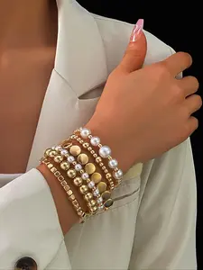 Faux Pearl Decorated Bracelet Set, Pearl Beaded Bracelet, Elegant Trendy Stack Bangle for Women for Party, Daily Clothing Decor, Trendy All-match & Exquisite Jewelry for Birthday Gift, Stackable Bracelets