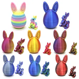 Easter 3D Printed Bunny Egg Miniature Set, Animal Design, Mini Cute Surprise Eggs, Colorful Rabbit Basket Filler, Perfect for Easter Spring Party Gift