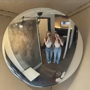 Large Curved Mirror - Modern Round Frameless Convex Safety Mirror with Wide Angle Horizontal Design, Decorative Acrylic Surface for Living Room, Bedroom and Hallway