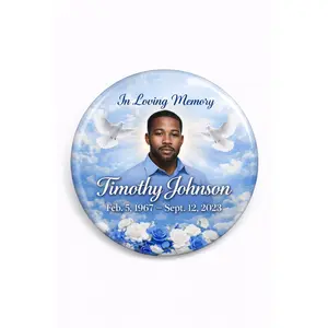 Memorial Buttons – Personalized Tribute Buttons – Funeral Keepsake Pins