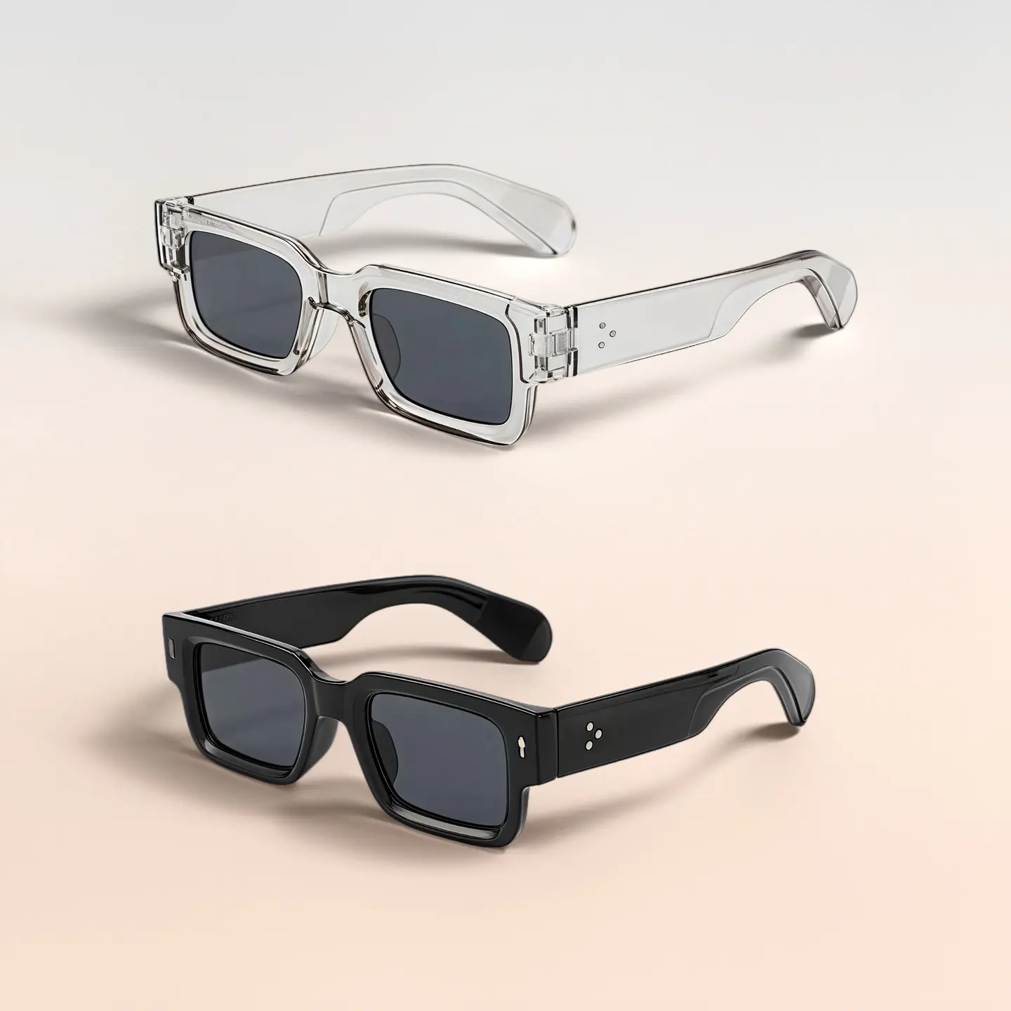 Christmas Gift 2PCS Retro Square Thick Frame Anti-Glare Sun Shades for Women & Men, Trendy Vintage Sunglasses, Men's Sunglasses, Matte Black Gradient, Ideal for Party & Beach, Stylish Casual Eyewear, Classic Shades