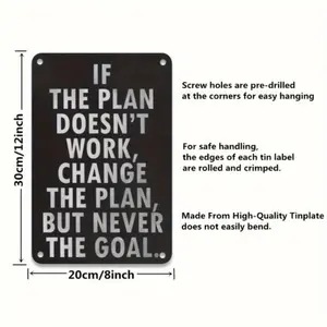 Motivational Inspirational Quotes Metal Sign, If The Plan Doesn't Work, You Just Go Along Until You Succeed Metal Poster, Wall Art for Home Office Decor