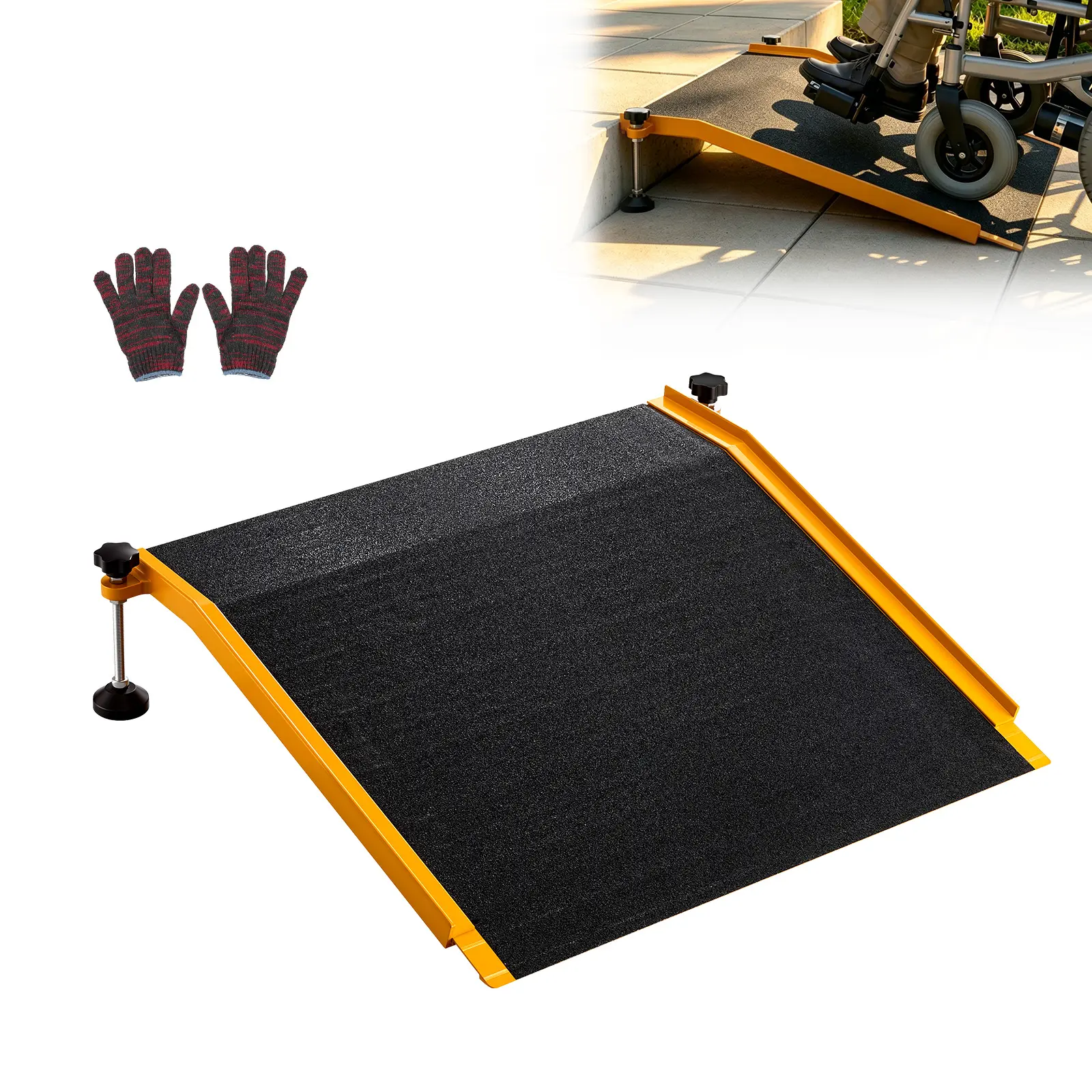 【summerfinds】VEVOR Threshold Ramp for Doorways, 26.4 x 31.9 in, Platform Aluminum Wheelchair Ramp with Adjustable Height, Non-Slip Door Threshold Ramps, 400 lbs Load Capacity, for Home Steps, Wheelchairs, Walkers