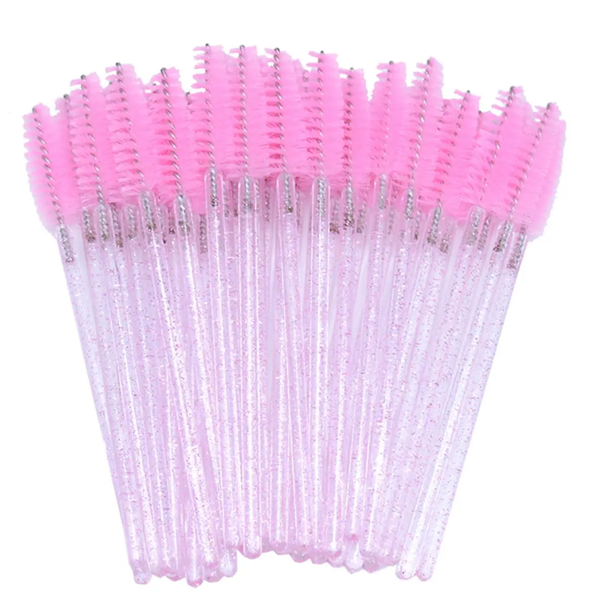 50pcs Disposable Eyelash & Eyebrow Brushes, Glitter Design Eyelash Brush Combs, Professional Makeup Brushes, Cosmetics Makeup Tools, Cosmetic Tools for Women, Beauty Care Tool, Summer Makeup Gift Set, Brush Combo, Face Makeup Accessories