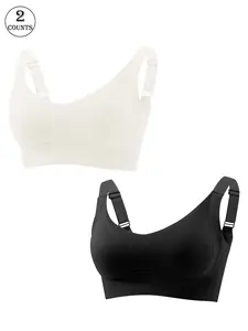 High-Strength Sports Bra Set, Adjustable Wide Shoulder Straps, Ventilated Design, Cool Breathable Anti-Slip, 2 Pieces