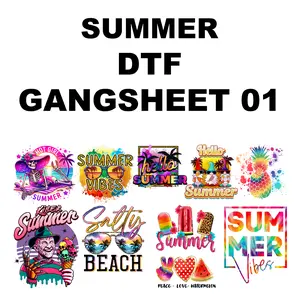 Summer DTF Transfers Gang Sheet -  Ready to Press - T-Shirt Heat Transfer Designs | Full Color, No Weeding (10 Designs Bundle)